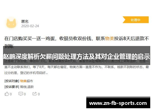 赵鹏深度解析欠薪问题处理方法及其对企业管理的启示